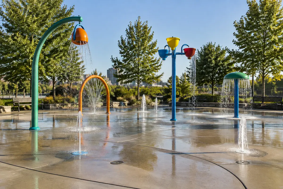 A city splash pad. TPL counts splash pads separately from swimming pools.