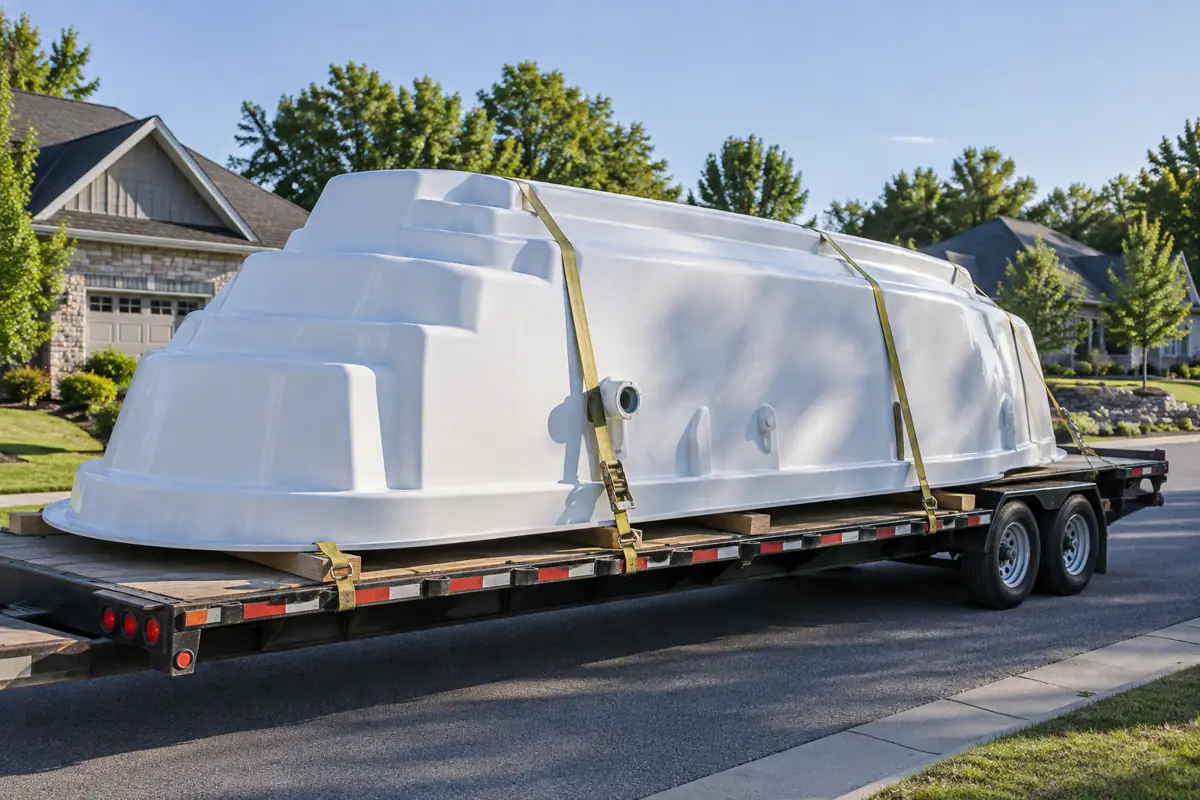 Fiberglass shells arrive in one piece, which is why their sizes and depths are limited by what can be trucked (Fixr).