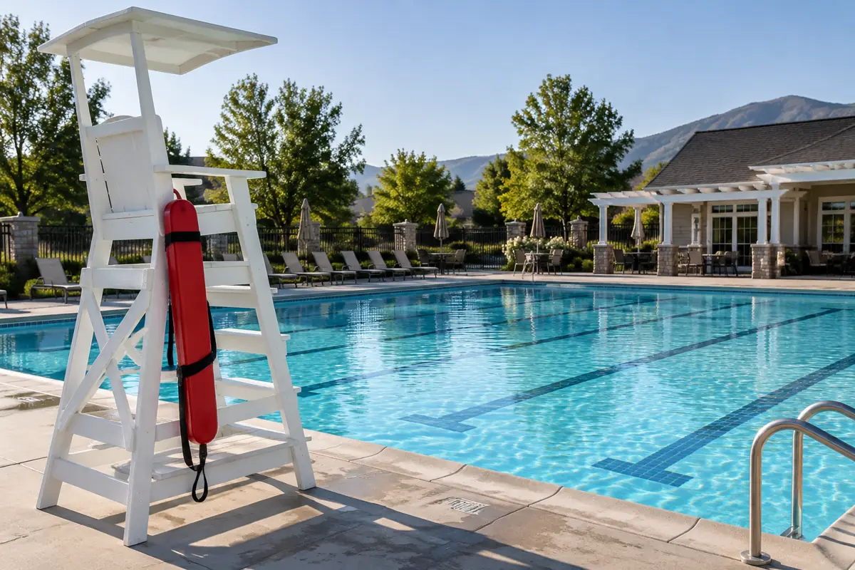 At most hotel and apartment pools, state rules allow a 'no lifeguard on duty' sign instead of staff.