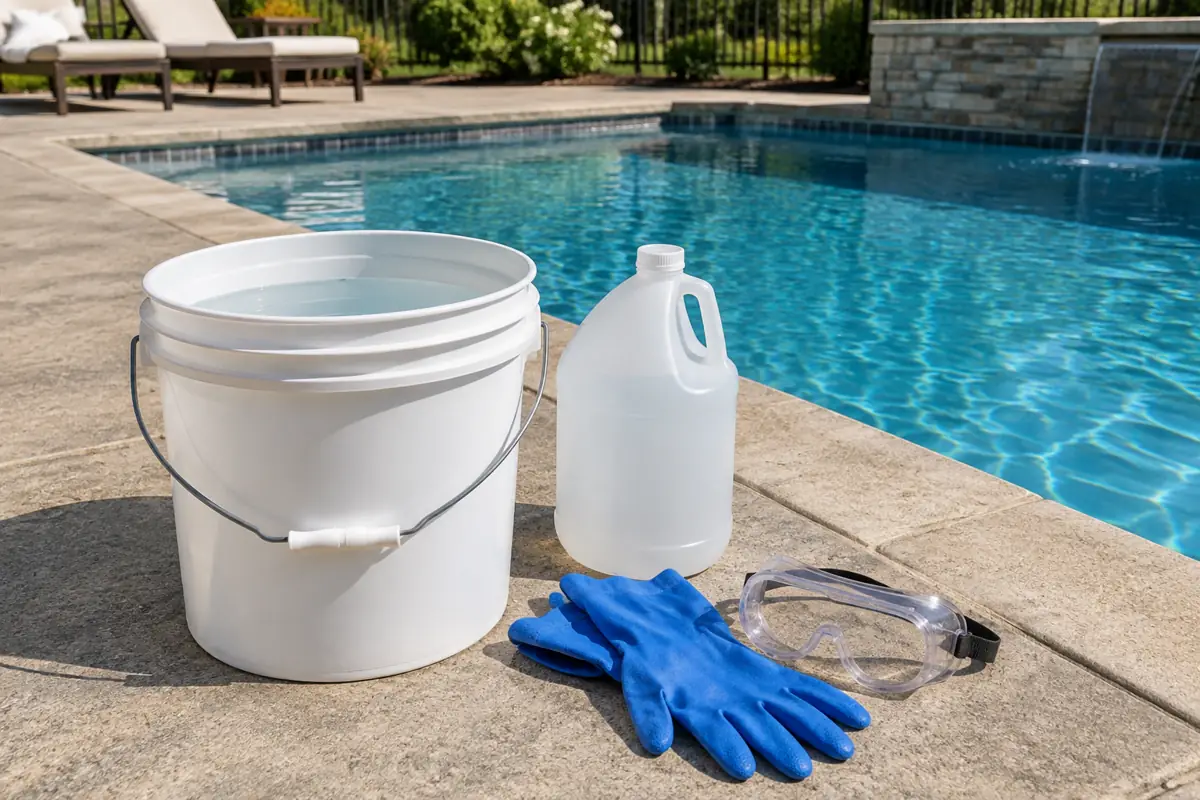 Pre-dilute acid in a clean bucket of water, outdoors, with gloves and goggles on.