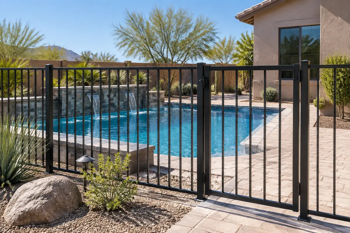 Phoenix inspects the pool barrier, including self-closing gates, before the pool is plastered.