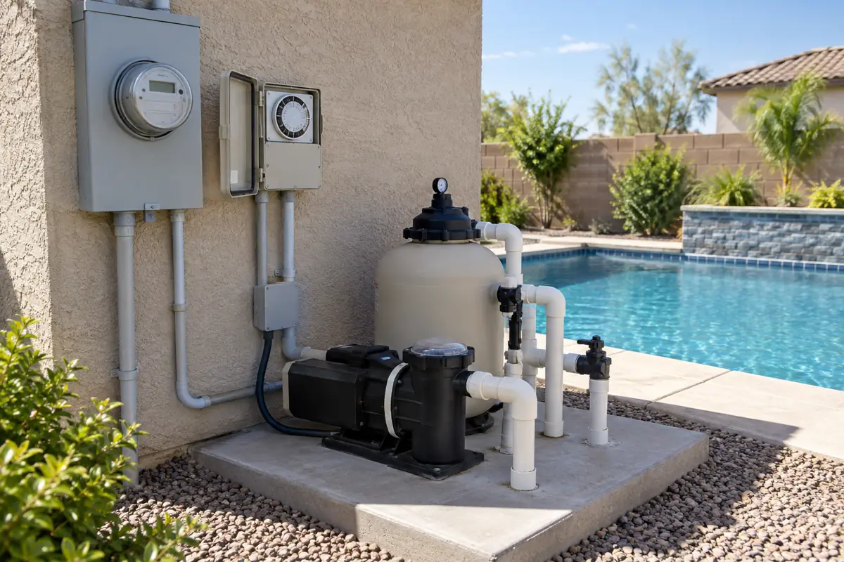 Pool pump electricity use depends on the motor's power draw, hours of operation and the local price per kWh.