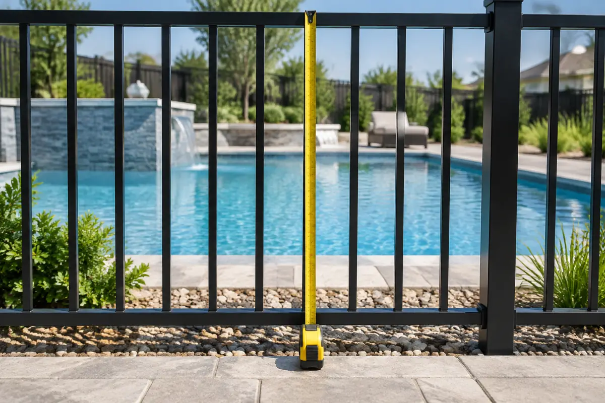 Barrier height is measured on the side facing away from the pool.