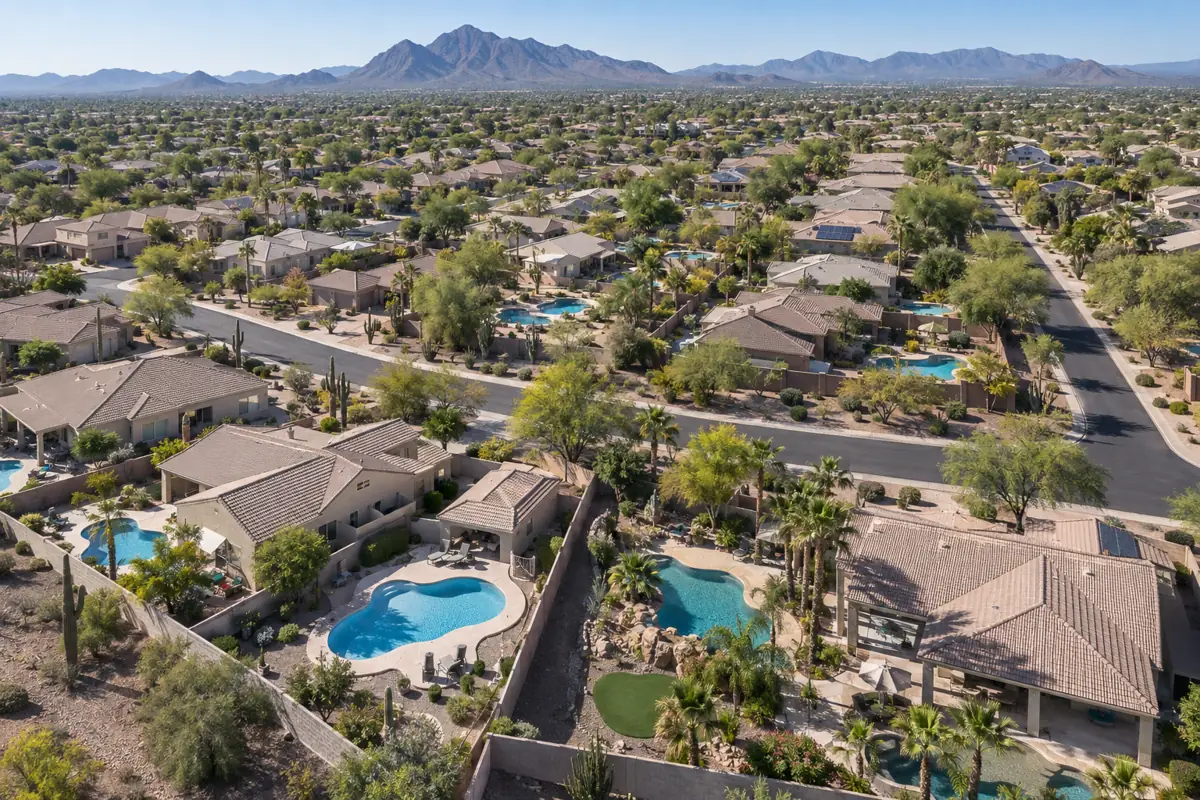 Suburban backyards with in-ground pools. Rates per household are highest in Florida and desert Southwest cities.