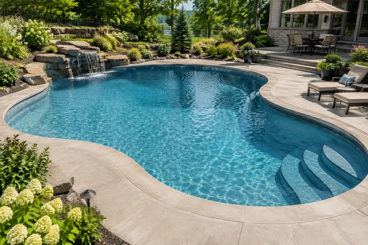 Kidney and free-form pools need the A and B lobe widths for an accurate area.